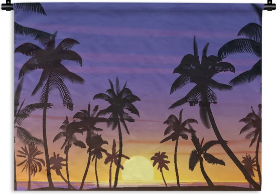Tapisserie - Toile murale - Palmier - Soleil - Mer - 60x45 cm - Tapisserie