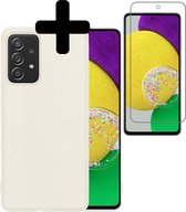 Samsung A52s Hoesje Met Screenprotector - Samsung Galaxy A52s Case Cover - Siliconen Samsung A52s Hoes Met Screenprotector - Wit