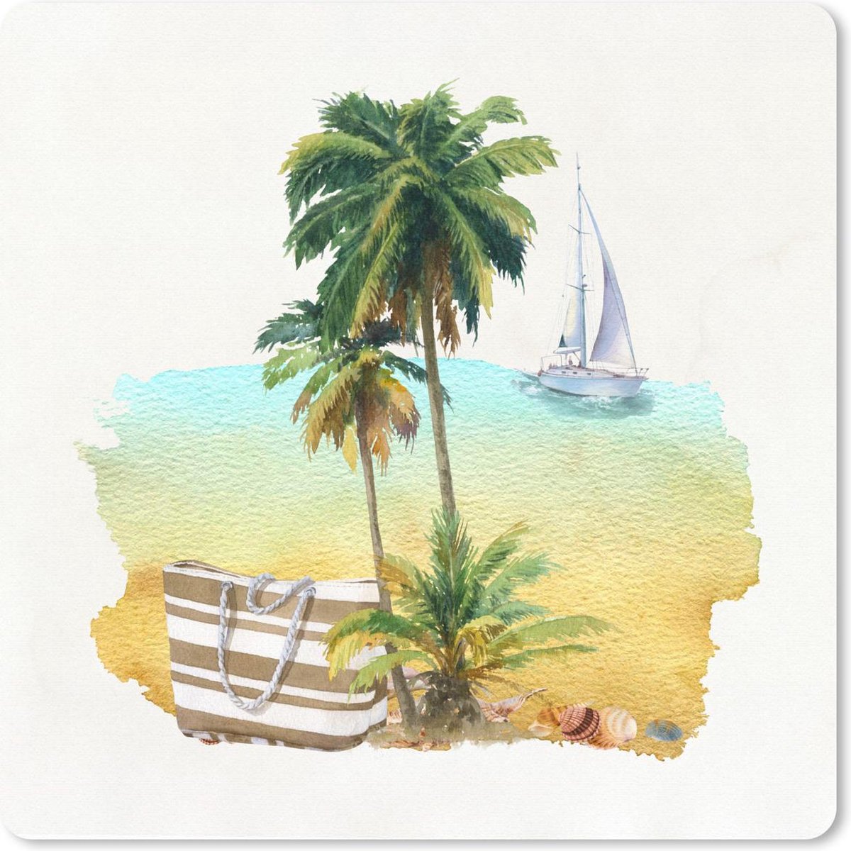 Muismat 20x20 cm - Mousepad Tas - Boot - Palmboom - Muismatten