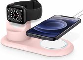 2 In 1 Silicone Laadstation Voor geschikt voor Apple Watch - Roze | Watchbands-shop.nl