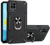 Voor LG K62 PC + TPU-beschermhoes met 360 graden draaibare ringhouder (zwart)