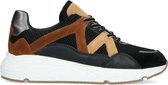 Sacha - Dames - Zwarte sneakers met bruine details - Maat 39