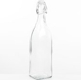 DIY glazen cadeau/decoratie flesje 1000 ml met beugeldop 8 x 32 cm - 1 liter - Weggevertjes/bedankjes voor bruiloften en babyshowers