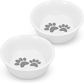 Navaris voerbak voor katten en kleine honden - Set van 2 voederbakken - Porseleinen etensbak voor huisdieren - Geschikt voor Navaris voederstation