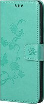 OnePlus Nord CE 5G Hoesje - Coverup Bloemen & Vlinders Book Case - Cyan