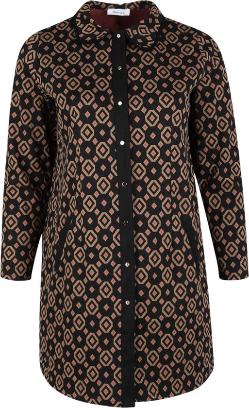 Paprika Dames Lange jas in geometrische jacquardtricot Jas Maat 52 bol