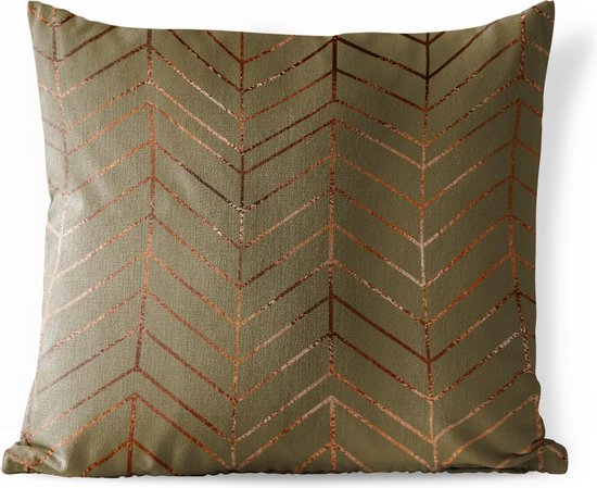 Sierkussen Extérieur - Motifs - Luxe - Bronze - Vert - 60x60 cm - Résistant aux intempéries