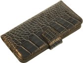Made-NL vijf pasjes (iPhone 12 Pro Max) book case Blauw stug Krokodillenprint leer