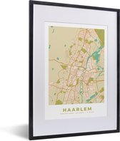 Fotolijst incl. Poster - Stadskaart - Haarlem - Vintage - 30x40 cm - Posterlijst - Plattegrond