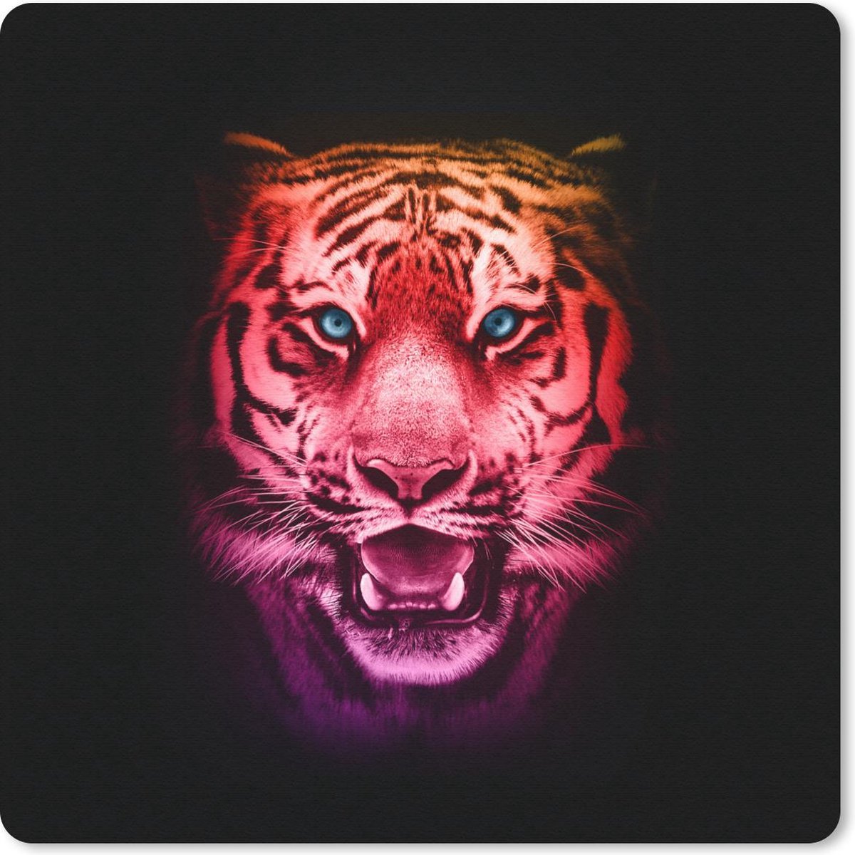 Muismat 20x20 cm - Mousepad Tijger - Kleuren - Dieren - Muismatten