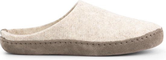 Travelin' Get-Home Dames Slip-On sloffen - Wollen pantoffels - Suede zool - Zand Beige - Maat 42