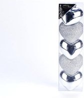 Set van 5 kerst decoratieve harten - H 7 cm - Zilver