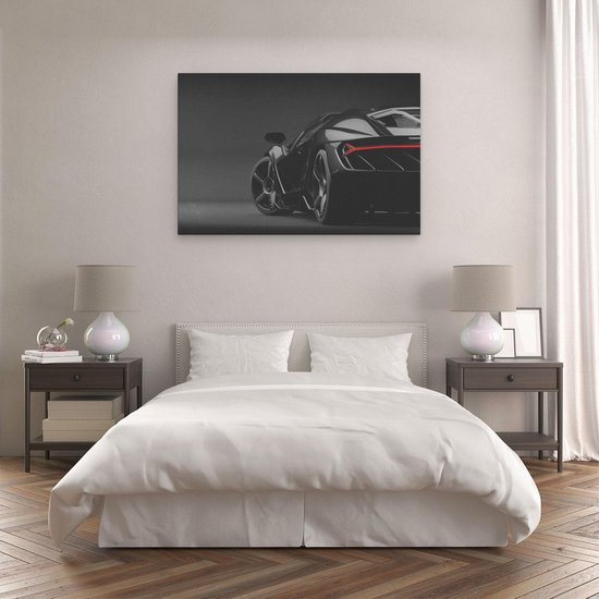 Artaza Peinture sur toile Voiture de sport noire - 120 x 80 - Groot - Photo sur toile - Impression sur toile