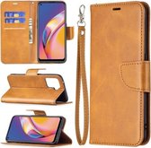 Voor OPPO A94 4G/Reno5 F/F19 Pro Retro Lamsvacht Textuur Pure Kleur Horizontale Flip PU Lederen Case met Houder & Kaartsleuven & Portemonnee & Lanyard (Geel)