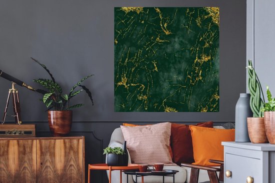 Stickers Stickers muraux - Marbre - Émeraude - Or - 100x100 cm - Feuille adhésive XXL