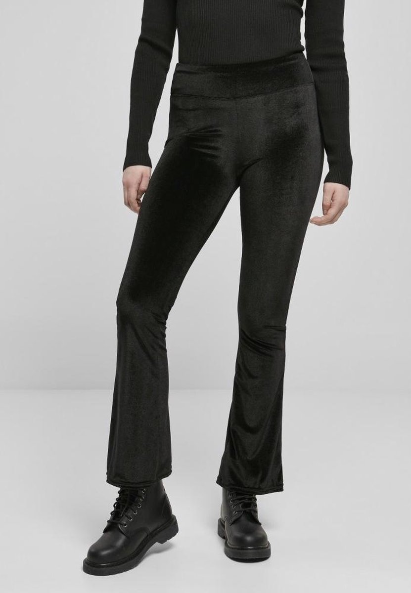 Urban Classics High-Waist Velvet-Cut Dames Legging – XS Zwart