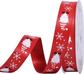 Kerst Lint 19mm (1,9cm) | Luxe Satijnlint | Kerstkabouter Kerstlint | Rood (250) Wit | Cadeaulint | Rol: 10 Meter