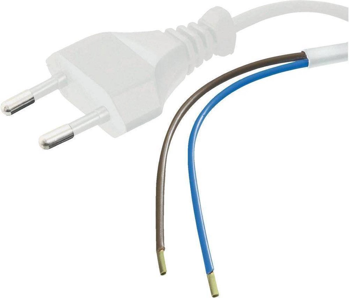 150cm aansluitstekker 2-polig - 230V netsnoer met open einde - 0.75mm²