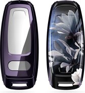 kwmobile autosleutelhoes voor Audi A6 A7 A8 Q7 Q8 3-knops autosleutel Keyless - TPU sleutelcover in wit / grijs / blauw - Magnolia design