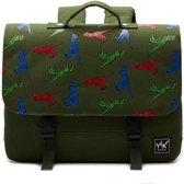 YLX Classic School Bag Army Green Dinosaurs