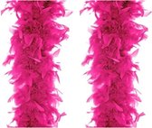 3x stuks verkleed of decoratie veren Boa fuchsia roze 45 gram - niet brandvertargend