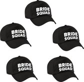 4x Zwart vrijgezellenfeest petje Bride Squad dames - Vrijgezellenfeest vrouw artikelen/ petjes