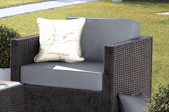 Coussin de jardin - Plan d'étage - Hoogeveen - Vintage - 40x40 cm - Résistant aux intempéries