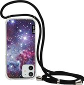 Casetastic Apple iPhone 12 / iPhone 12 Pro Hoesje met koord - Lanyard Case - Nebula Galaxy Print