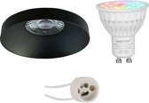 Mi-Light MiBoxer - LED Spot Set GU10 - Smart LED - Wifi LED - Slimme LED - 4W - RGB+CCT - Aanpasbare Kleur - Dimbaar - Luxino Vrito Pro - Inbouw Rond - Mat Zwart - Ø82mm