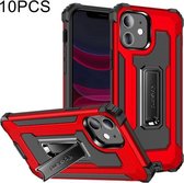 10 PCS Knight Jazz PC + TPU schokbestendige beschermhoes met opvouwbare houder voor iPhone 11 (rood)