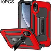 10 PCS Knight Jazz PC + TPU schokbestendige beschermhoes met opvouwbare houder voor iPhone XR (rood)