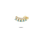 Twice As Nice Oorbel in zilver, per stuk, kroon witte en blauwe zirkonia