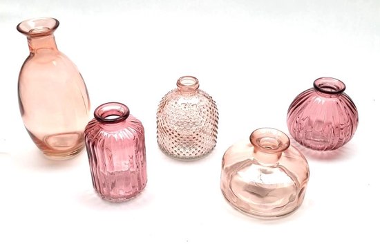 alcohol pauze vasteland Cactula klein rond vaasje van glas in het roze met stipjes | bol.com