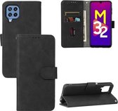 Voor Samsung Galaxy M32 (India) Effen Kleur Huid Voelen Magnetische Gesp Horizontale Flip Kalf Textuur PU Lederen Case met Houder & Kaartsleuven & Portemonnee (Zwart)