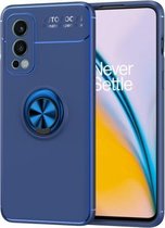 Voor OnePlus Nord 2 5G Metalen Ring Houder 360 Graden Roterende TPU Case (Blauw)