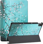 Voor Lenovo Tab P11 Zijdetextuur Gekleurd Tekenpatroon Horizontale Flip Magnetische PU-lederen hoes met drie opvouwbare houder & slaap- / wekfunctie (pruimenbloesem)