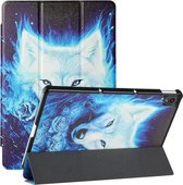 Voor Lenovo Tab P11 Zijdetextuur Gekleurd Tekenpatroon Horizontale Flip Magnetische PU-lederen hoes met drie opvouwbare houder en slaap- / wekfunctie (Rose the Wolf)