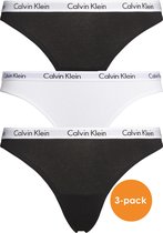 Calvin Klein dames strings (3-pack), zwart, wit, zwart -  Maat: XL
