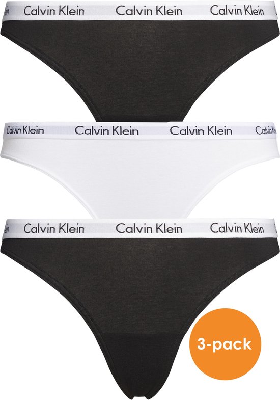 Calvin Klein dames strings (3-pack), zwart, wit, zwart - Maat: XL | bol.com