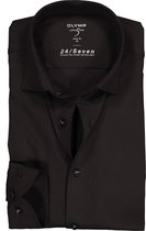 OLYMP Level 5 24/Seven body fit overhemd - zwart tricot - Strijkvriendelijk - Boordmaat: 42