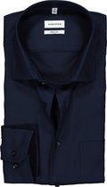 Seidensticker regular fit overhemd - donkerblauw structuur - Strijkvrij - Boordmaat: 42