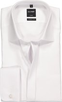 OLYMP Luxor modern fit overhemd - smoking overhemd - wit - structuur stof met Kent kraag - Strijkvrij - Boordmaat: 40
