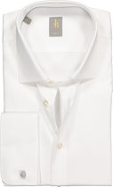 Jacques Britt overhemd - Como slim fit met dubbele manchet - satijnbinding - wit - Strijkvriendelijk - Boordmaat: 42
