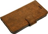 Made-NL Handgemaakte iPhone 7P/8P book case zacht soepe bruin vintage leer hoesje