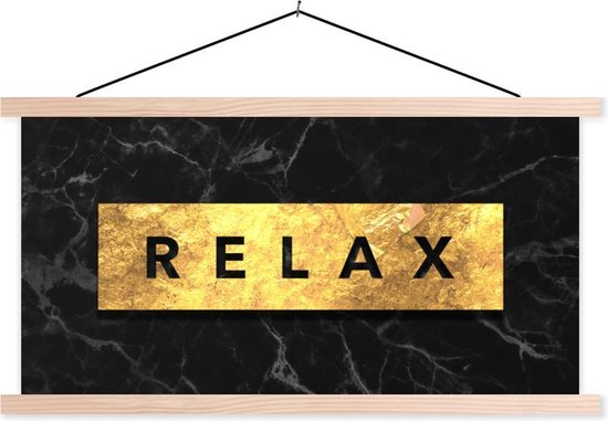 Posterhanger incl. Poster - Schoolplaat - Quotes - Relax - Goud - Marmer - 150x75 cm - Blanke latten