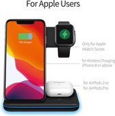 3 In 1 Draadloze Oplader Stand / MagSafe Qi 15W Snel Opladen/ Dock Station Voor Apple Horloge - Apple iWatch 6 5 4 - Apple Airpods -  Apple iPhone 12 11 Xs Xr X 8 - Android Telefoon