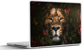 Laptop sticker - 15.6 inch - Jungle - Leeuw - Vlinder - Bloemen - 36x27,5cm - Laptopstickers - Laptop skin - Cover