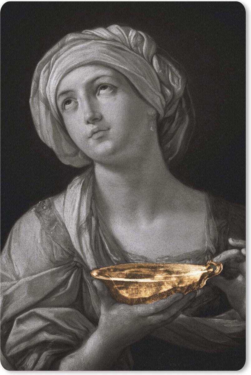 Muismat - Mousepad - Portret van een vrouw - Guido Reni - Goud - 18x27 cm - Muismatten