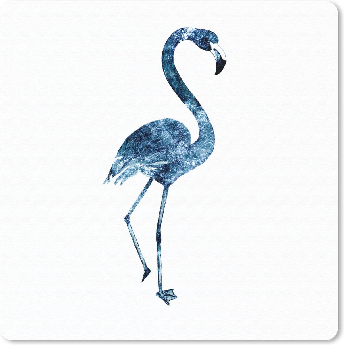 Muismat 20x20 cm - Mousepad Flamingo - Veren - Blauw - Muismatten