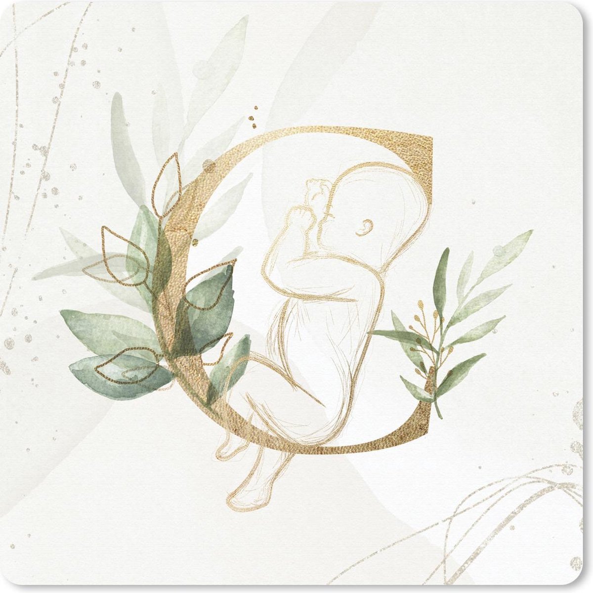 Muismat 20x20 cm - Mousepad Letters - C - Baby - Bladeren - Muismatten